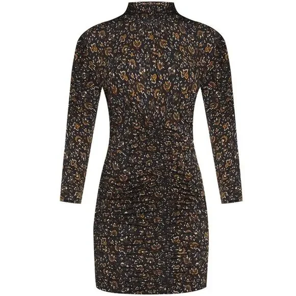 Veronica Beard Greta Dress, Ruched Bottom, Sexy, Black -Multi Color Sz L - Picture 3 of 15